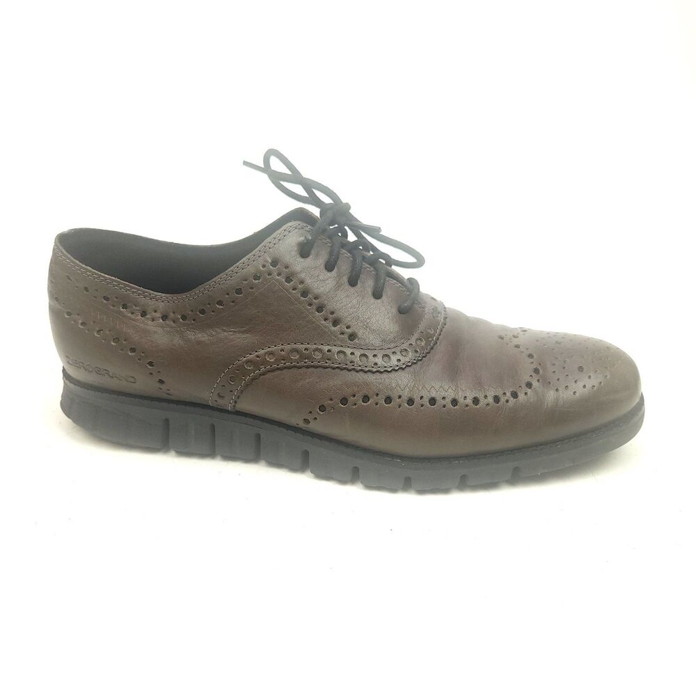Cole Haan Zerogrand Shoes Mens 10.5 M Brown Gray Leather Wingtip Oxford